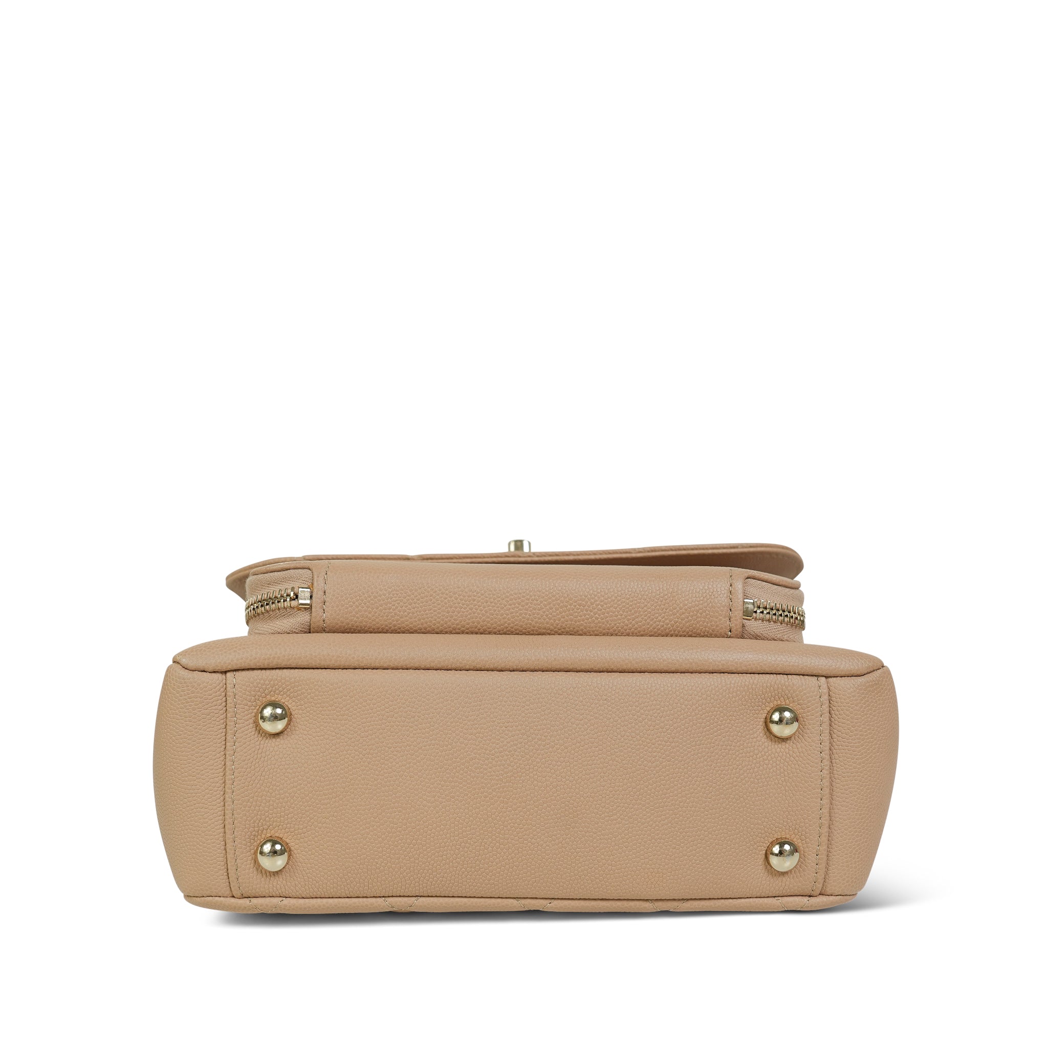 20P Beige Caviar Quilted Business Affinity Flap Medium