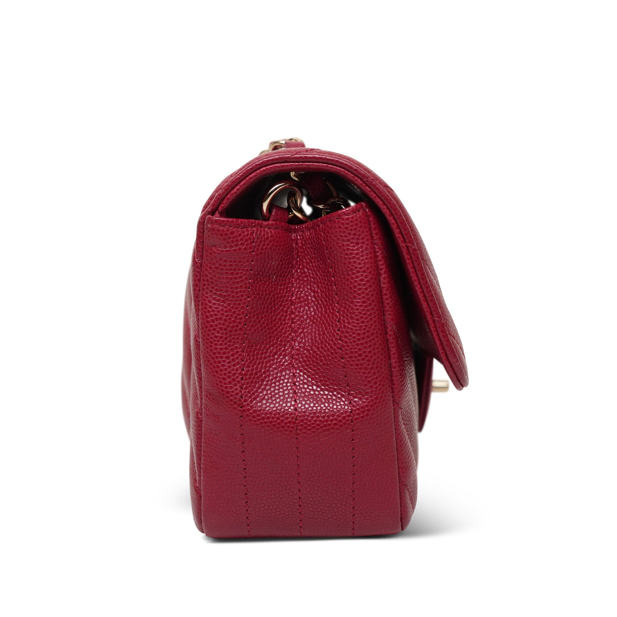 Raspberry Chevron Caviar Quilted Mini Rectangular Flap
