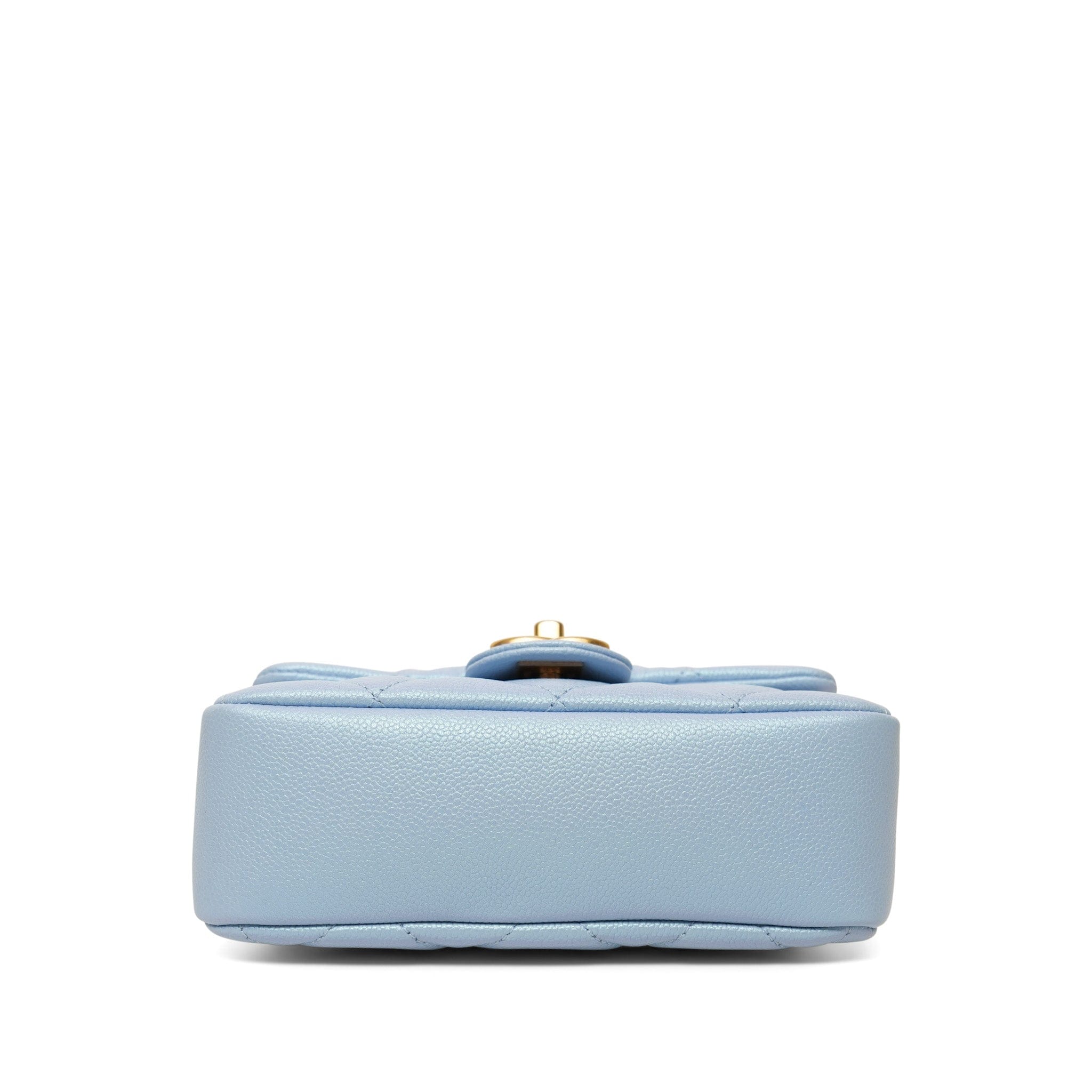 21K Iridescent Light Blue Caviar Quilted My Perfect Mini Flap Bag Aged Gold Hardware