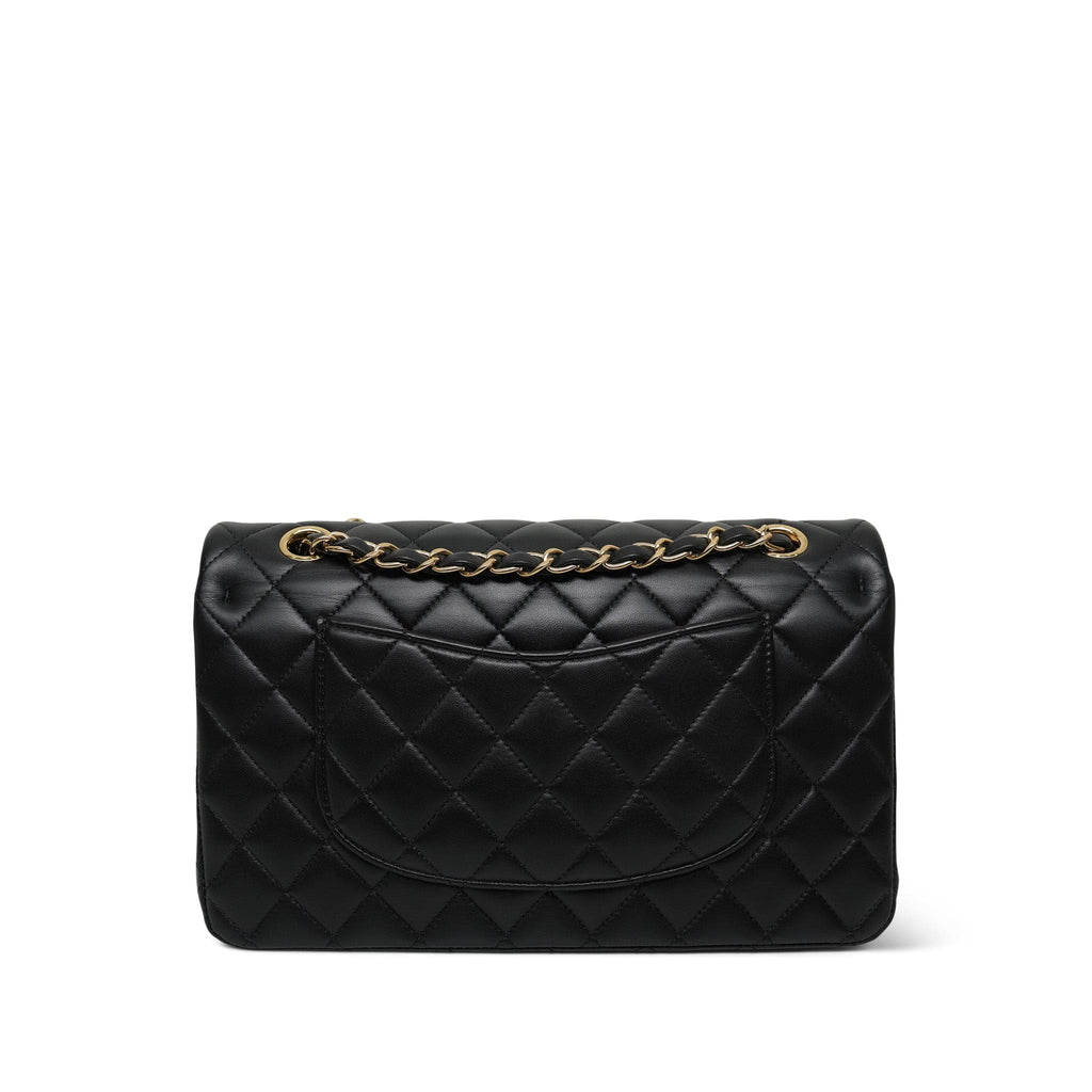 Black Lambskin Quilted Medium Classic Flap