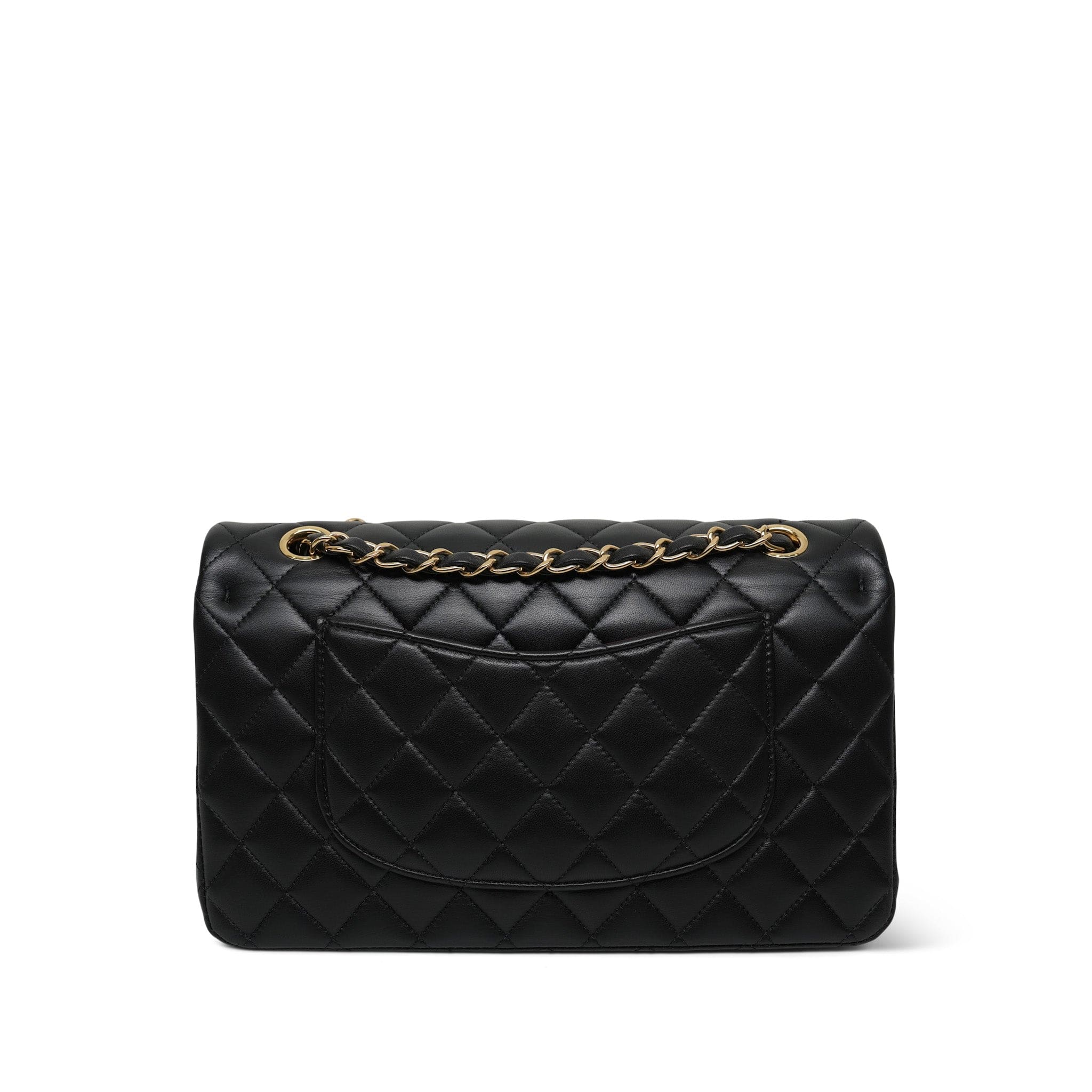 Black Lambskin Quilted Medium Classic Flap