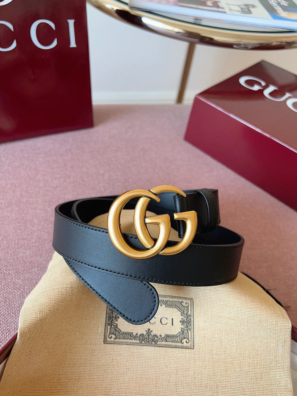 Gucci Belt Premium Quality – Double G Buckle Leather Belt