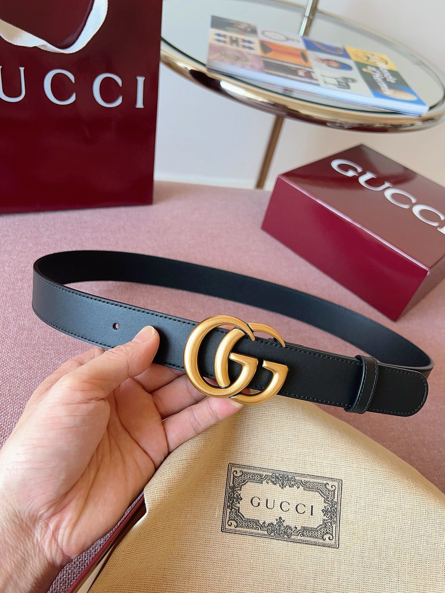 Gucci Belt Premium Quality – Double G Buckle Leather Belt