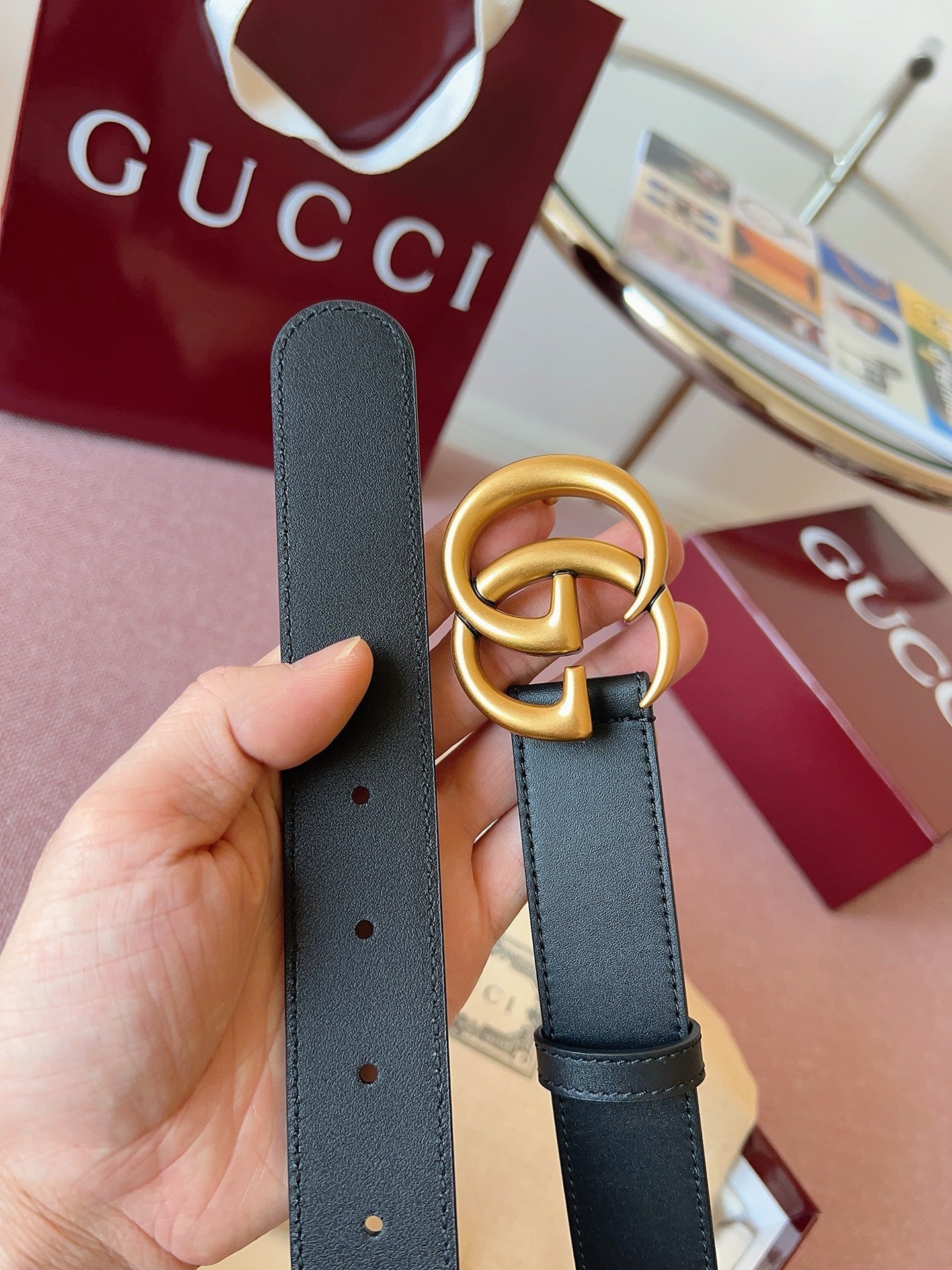 Gucci Belt Premium Quality – Double G Buckle Leather Belt