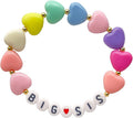 Big Sister Bracelet for Girls Colorful Heart Bead Elastic Bracelet Kids Jewelry Gift