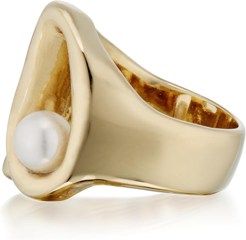 Marina Moscone Signet Ring W/ Abstract Pearl