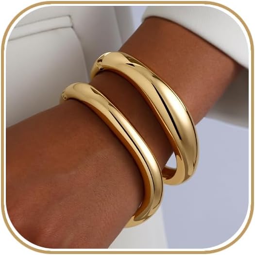 Chunky Gold Cuff Bracelet Set