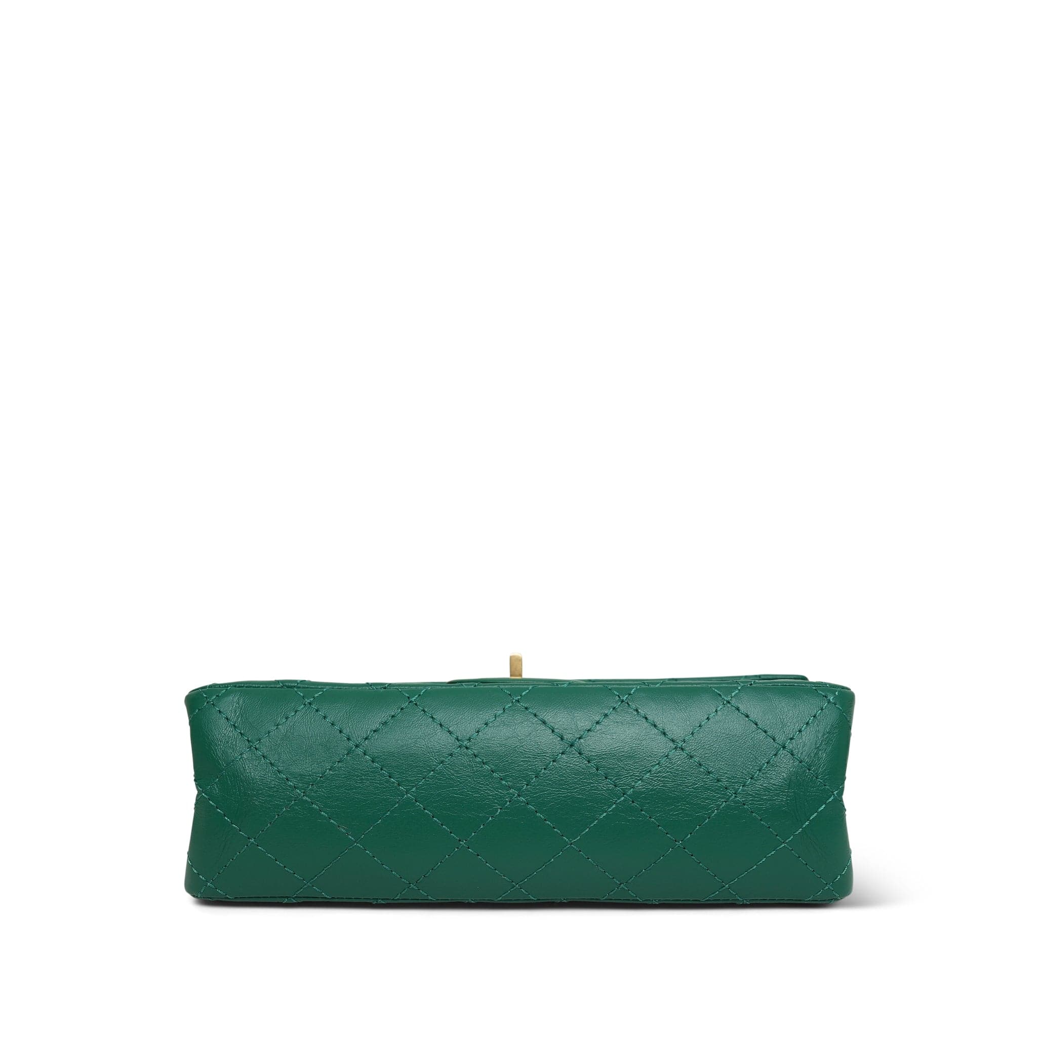 22A Green Crumpled Calfskin Quilted Reissue 2.55 225 Aged Gold Hardware