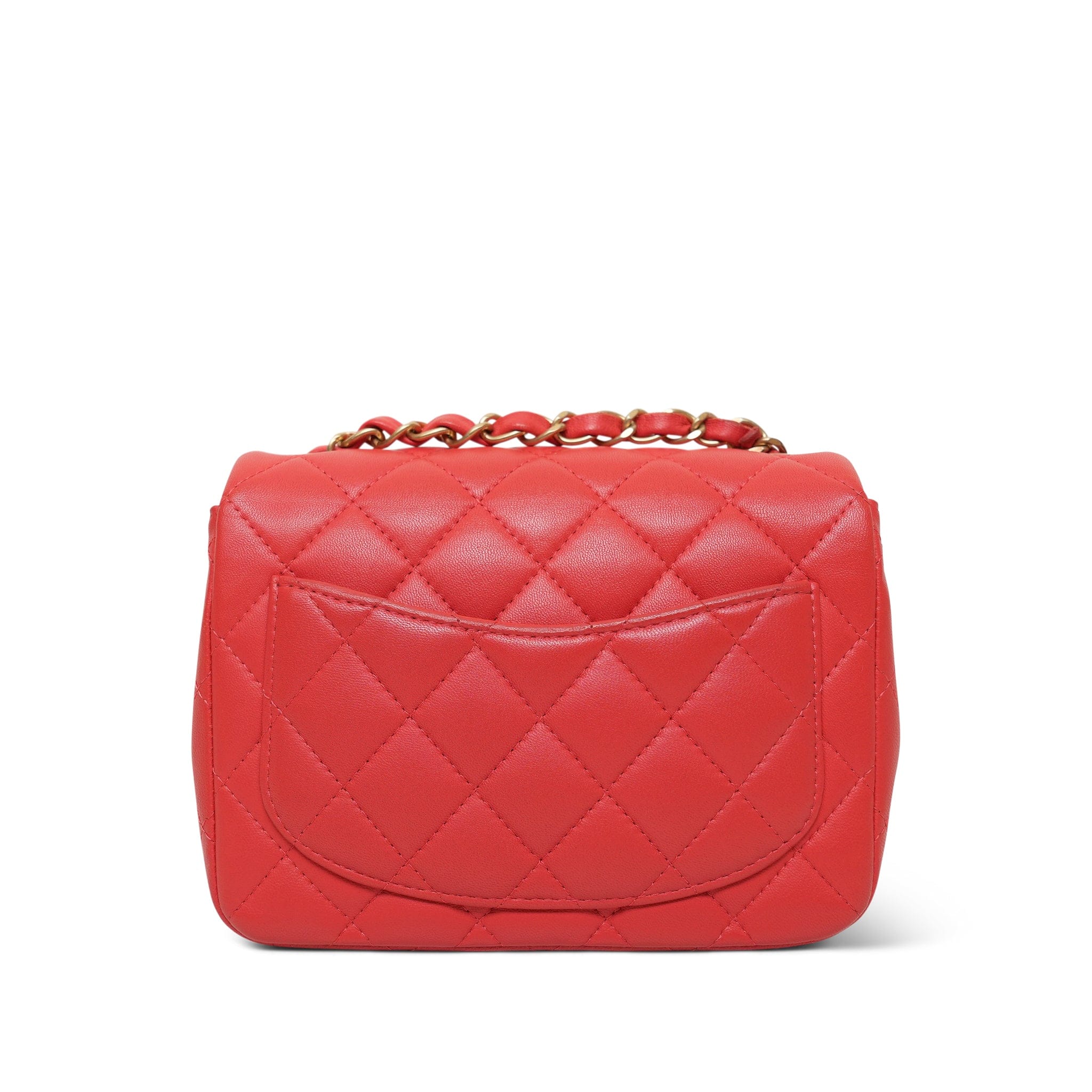 Red Lambskin Quilted Mini Square Flap