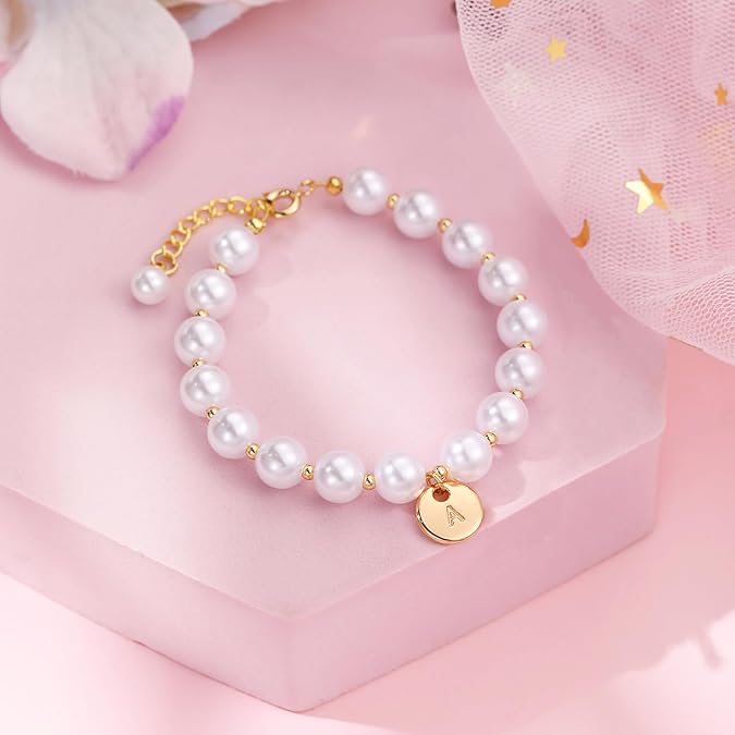 Initial Pearl Bracelet Flower Girl