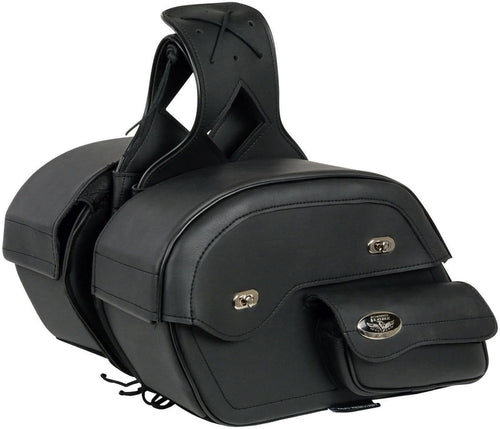 Black PVC Cruiser Slant Style Throw-Over Motorcycle Saddlebags – One Size