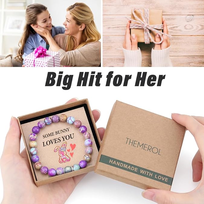 Handmade Crystal Bracelet with Cute Bunny Card