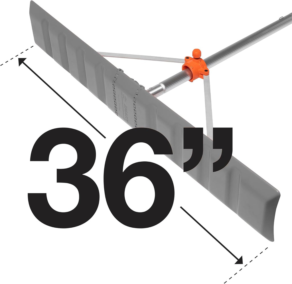 Snow Roof Rake w 16ft Pole, Easy Snow Removal from Roof, Prevents Ice Dams, Quick Assembly, 36 Inches Wide, 21 Foot Reach, Designed in The USA