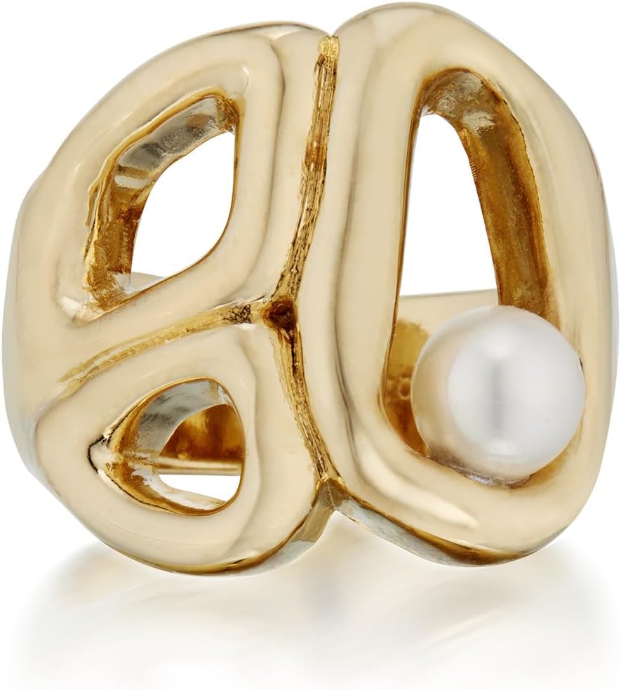Marina Moscone Signet Ring W/ Abstract Pearl