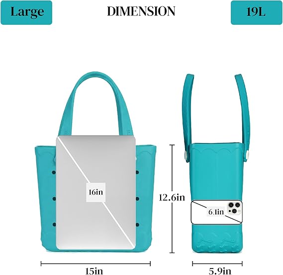 Rubber Beach Bag Waterproof Durable Large Tote Bag for Beach Sports Pool Swim Travel EVA Tote