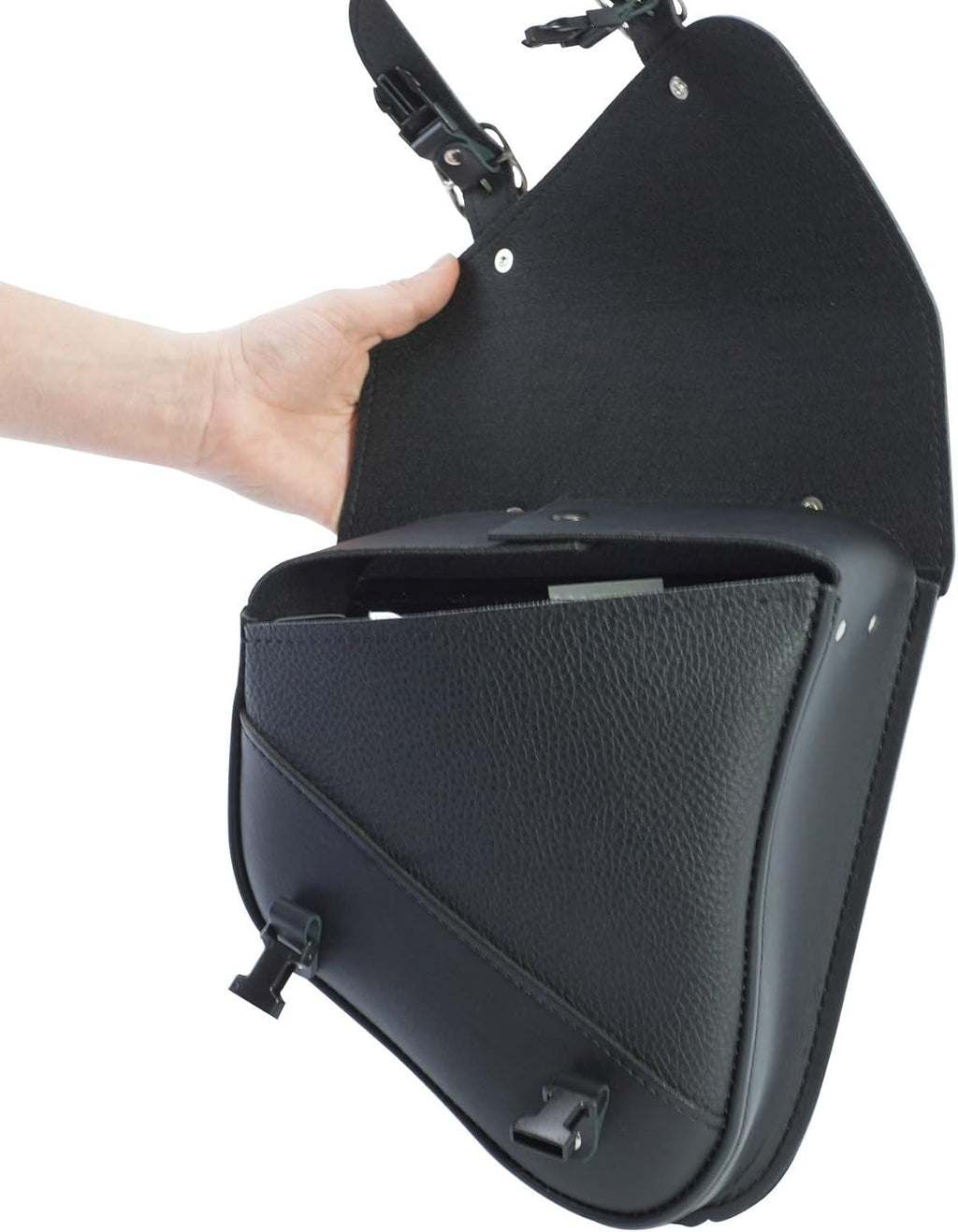 Black Jack Motorcycle Swingarm Bag – Black Buckle for Triangulated Swingarms, 10.5" x 11.5" x 4.5"