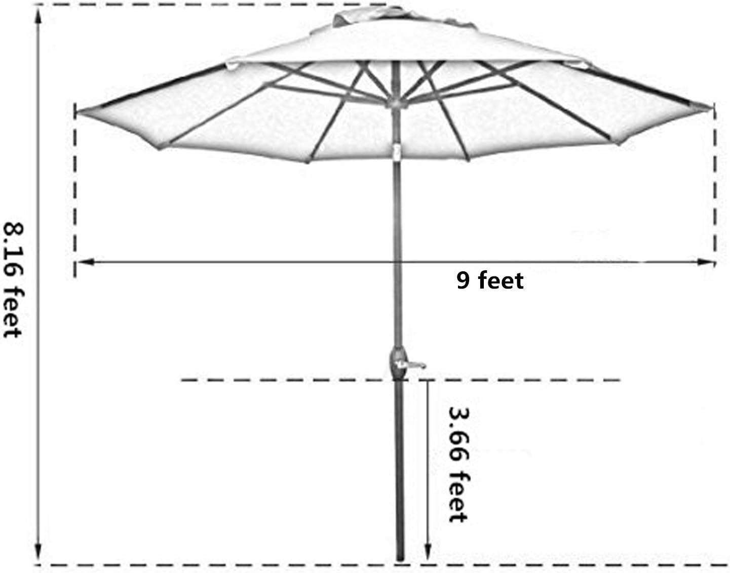 Sunnyglade 9' Patio Umbrella Outdoor Table Umbrella with 8 Sturdy Ribs (Red)