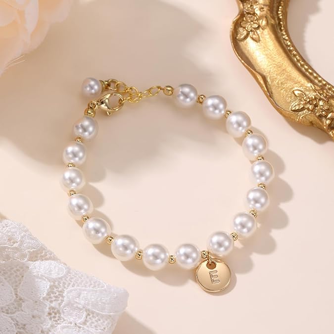 Initial Pearl Bracelet Flower Girl