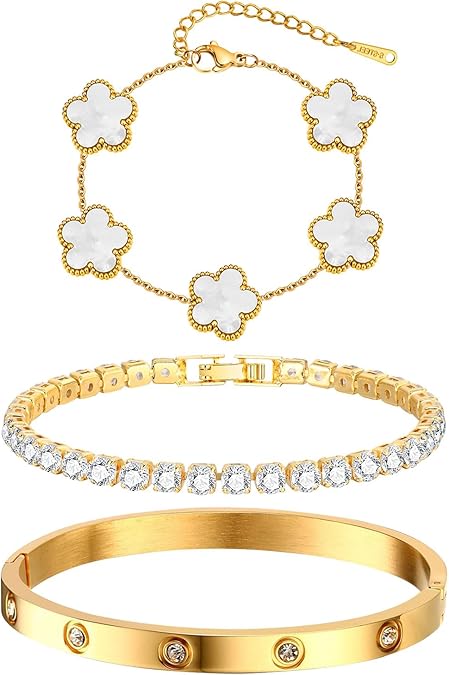 Floral Gold Bangle Set