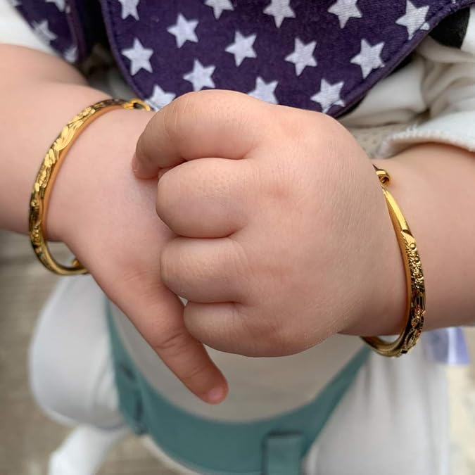 Kids Adjustable Gold Plated Bangle Set