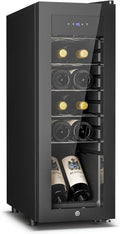 12 Bottle Wine Cooler Refrigerator – Freestanding Small Wine Fridge with Glass Door & Digital Temperature Control, Black
