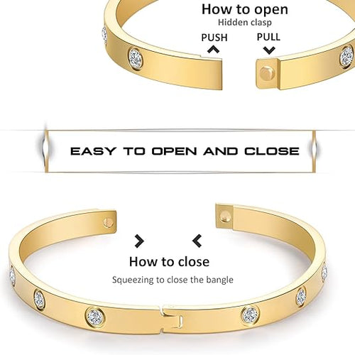 18K Gold-plated Bracelets for Women Friendship Love Bangle Bracelet