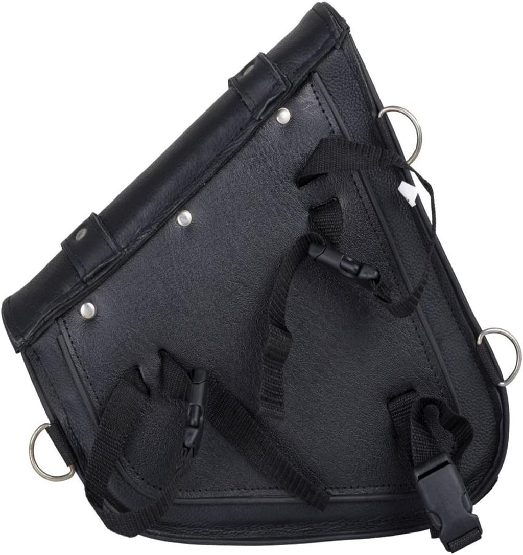 Black Naked Leather Motorcycle Swingarm Bag – Left Side Solo Saddlebag for Softail & Chopper Models