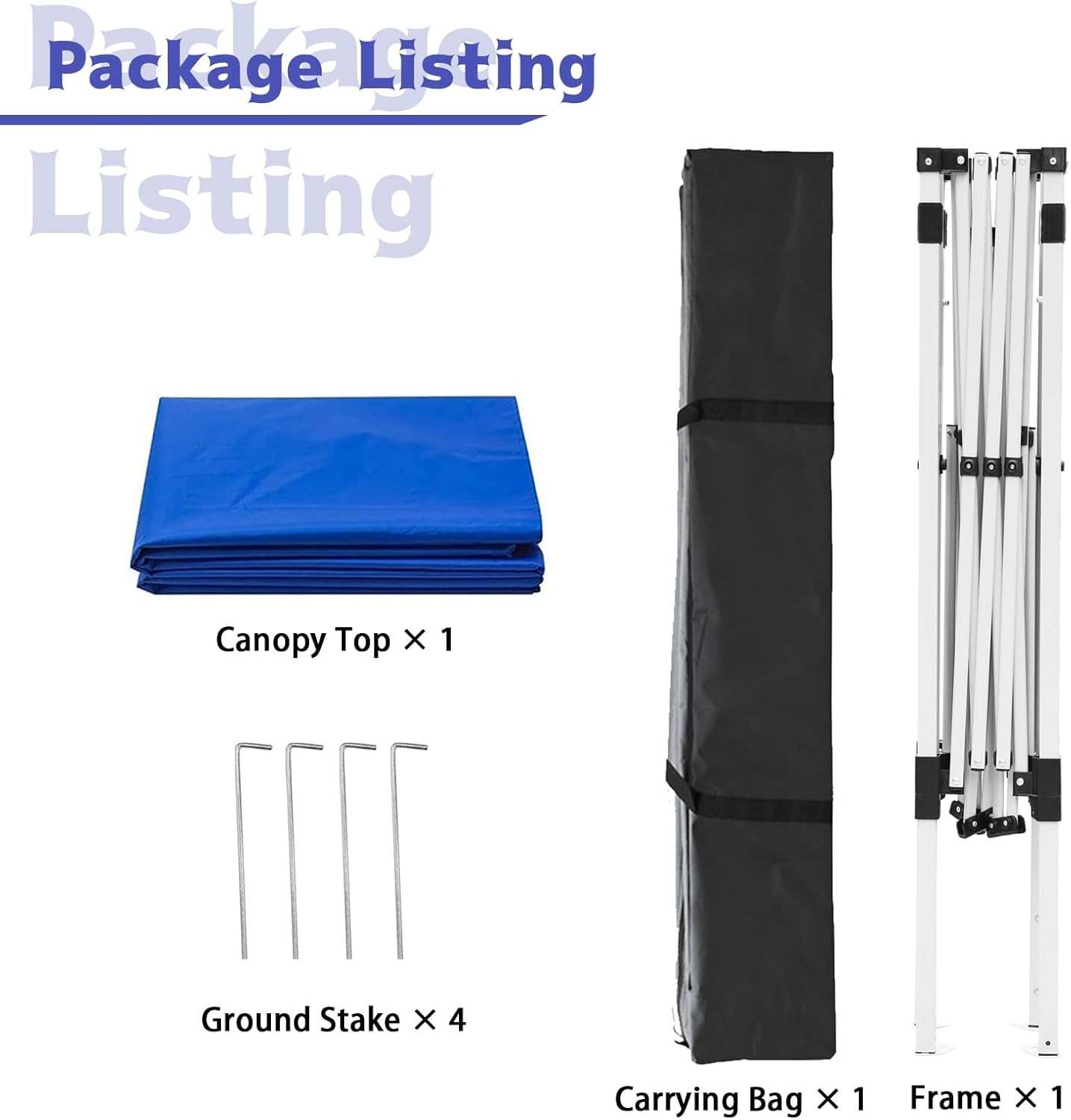 10X10 FT Pop Up Canopy Outdoor Instant Tent Slant Legs with Carrying Bag, Portable Gazebo Shelter for Patio Deck Garden and Beach - 8X8 FT Canopy Cover, Blue