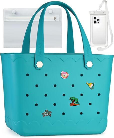 Rubber Beach Bag Waterproof Durable Large Tote Bag for Beach Sports Pool Swim Travel EVA Tote