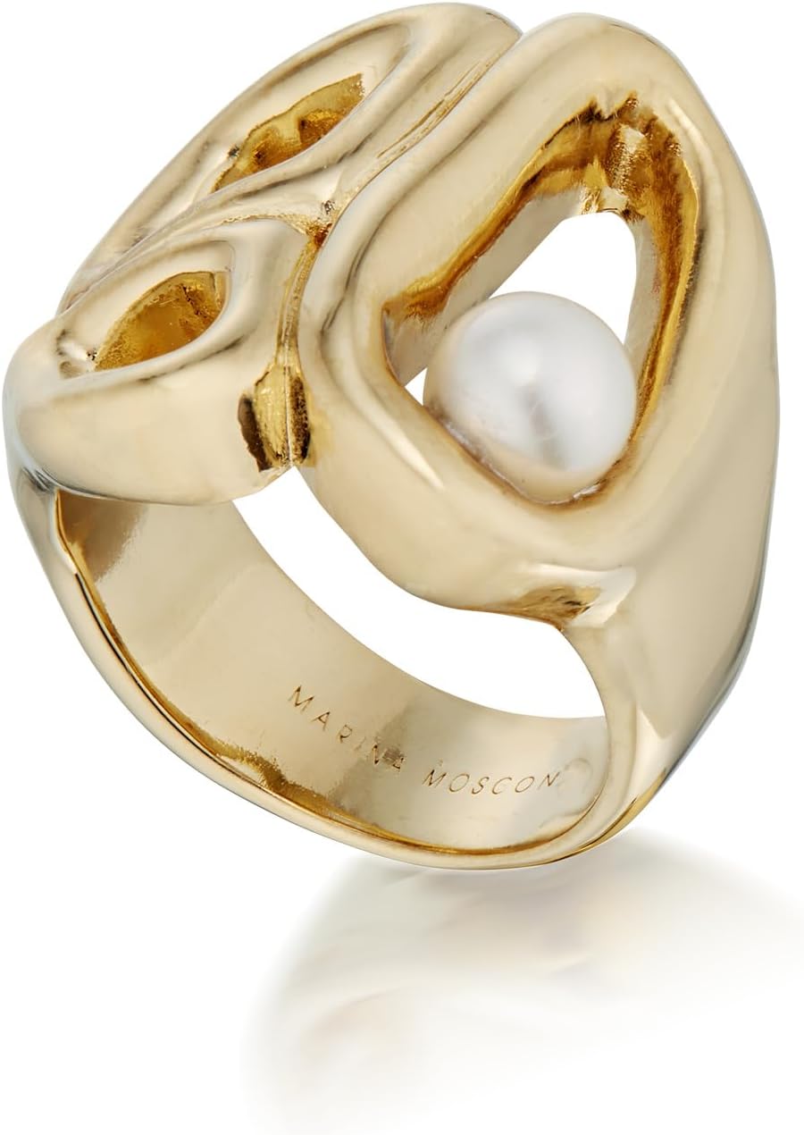 Marina Moscone Signet Ring W/ Abstract Pearl