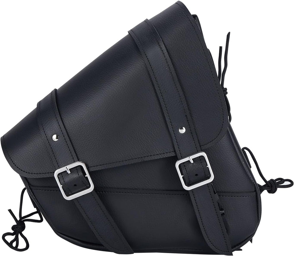 Black PVC Motorcycle Solo Swingarm Bag – Right Side Saddlebag for Softail & Chopper Models