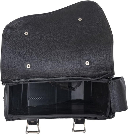 Black Naked Leather Motorcycle Swingarm Bag – Left Side Solo Saddlebag for Softail & Chopper Models