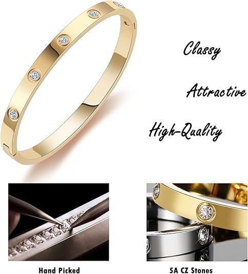 18K Gold-plated Bracelets for Women Friendship Love Bangle Bracelet