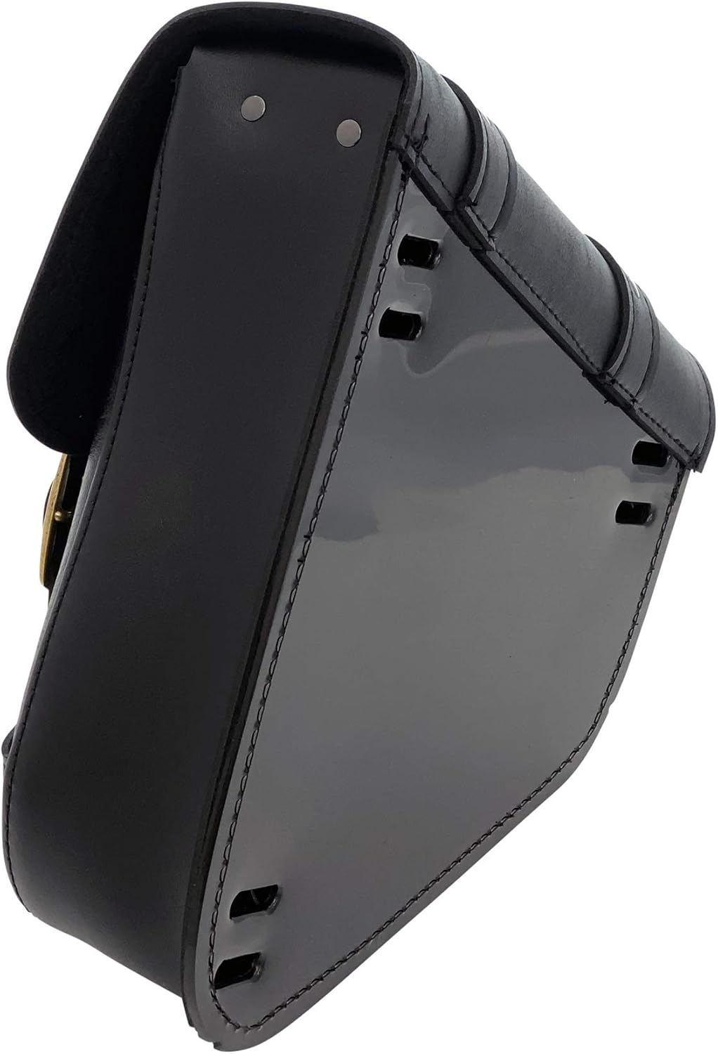 Black Synthetic Leather Motorcycle Swingarm Bag for Harley-Davidson Sportster Dual Shock Models – Nickel Buckles