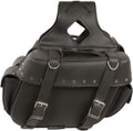 Black Large PVC Motorcycle Saddlebags – Zip-Off Throw-Over Design with Rivets, One Size