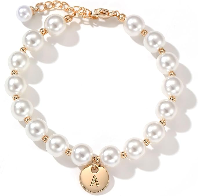 Initial Pearl Bracelet Flower Girl