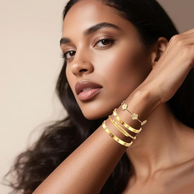 Women’s CZ Gold Bracelet Set