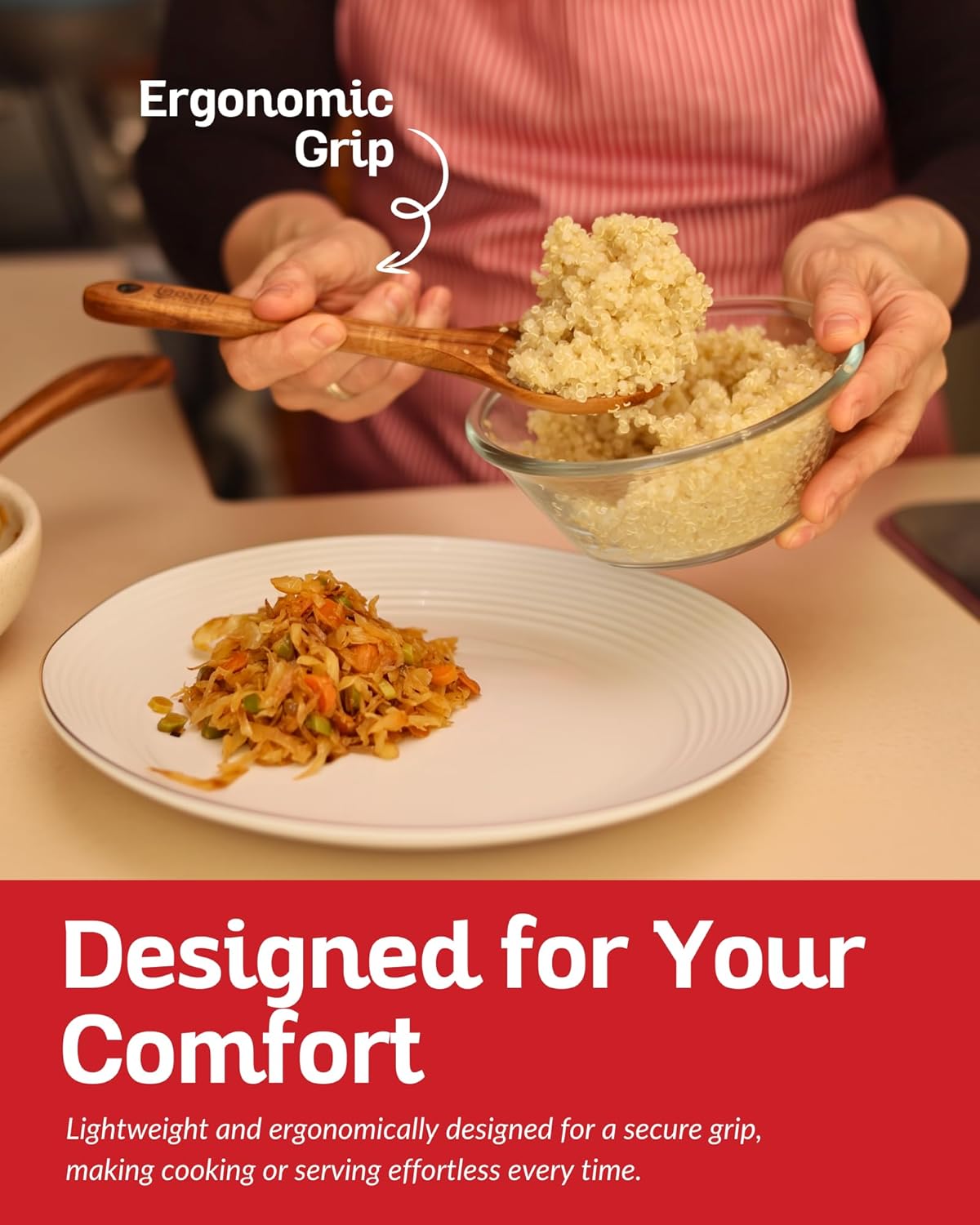 Luxury Teak Wood 6-Piece Utensil Set – Spoons, Server, Scraper & Spatula for Cooking