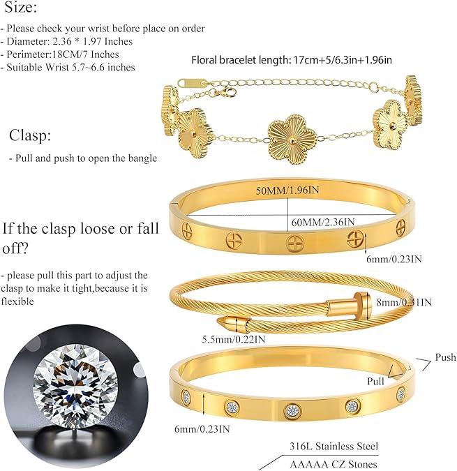 Women’s CZ Gold Bracelet Set