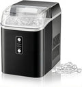 Portable Countertop Nugget Ice Maker – 1.55L Water Tank, Self-Cleaning Ice Machine, Black