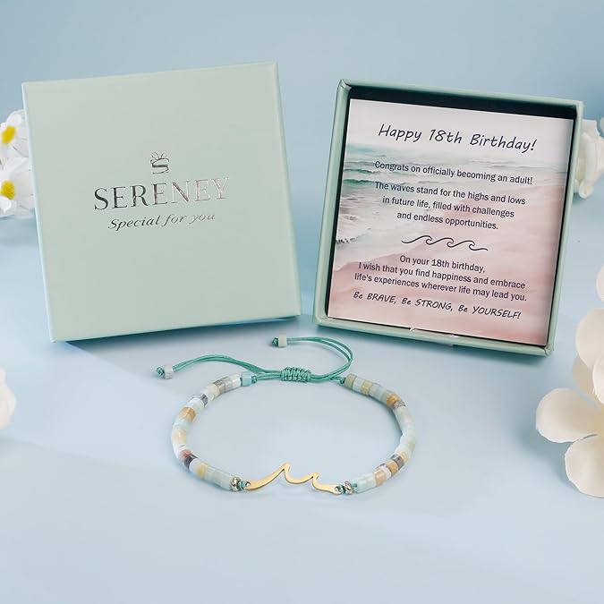 Birthday Gifts for Women, Graduation Gifts for Teen Girls Gifts Idea as Wave Bracelet as 18th