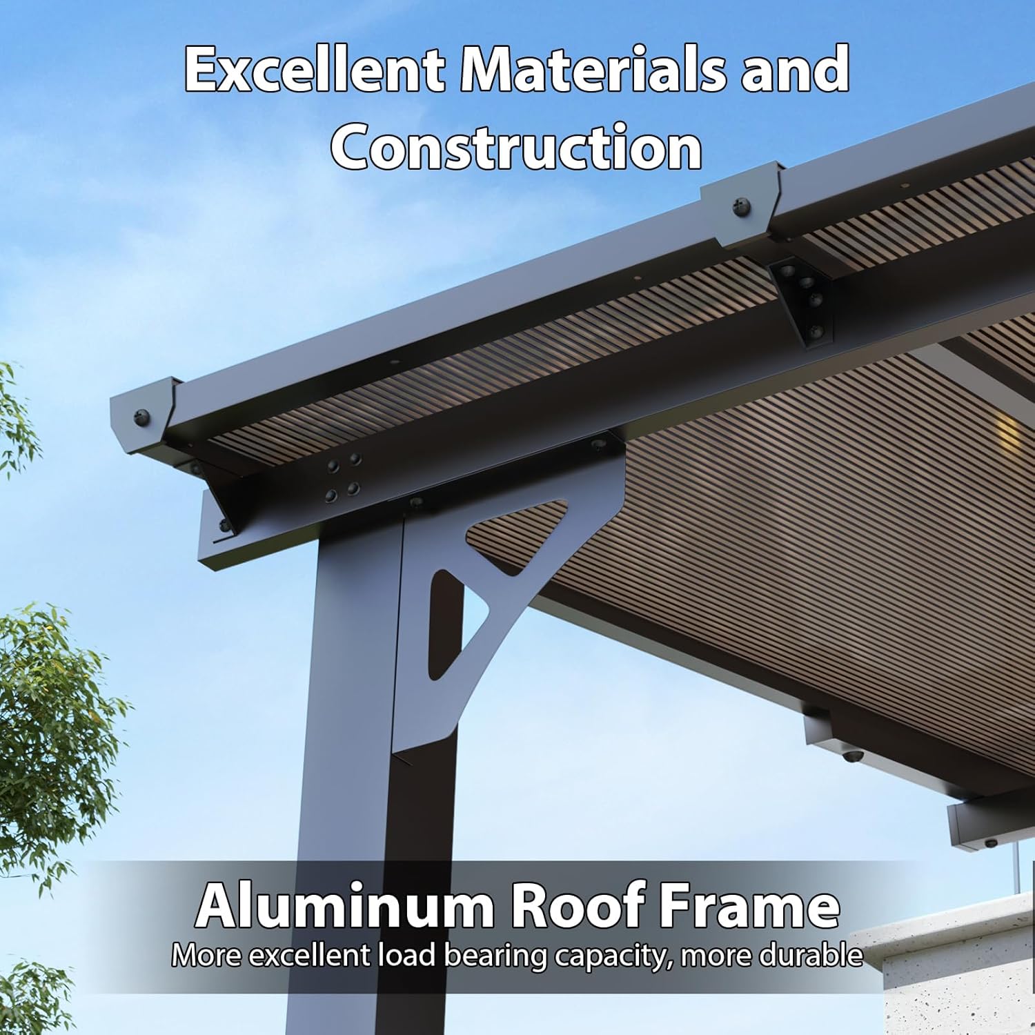 8’x 5’ Premium Gazebo with Aluminum Top Frame & Polycarbonate Panel, Wall Mounted Gazebos Pergola, Outdoor Patio Lean to Gazebo, Awnings with Sloped Roof, for Backyard, Porch, Deck