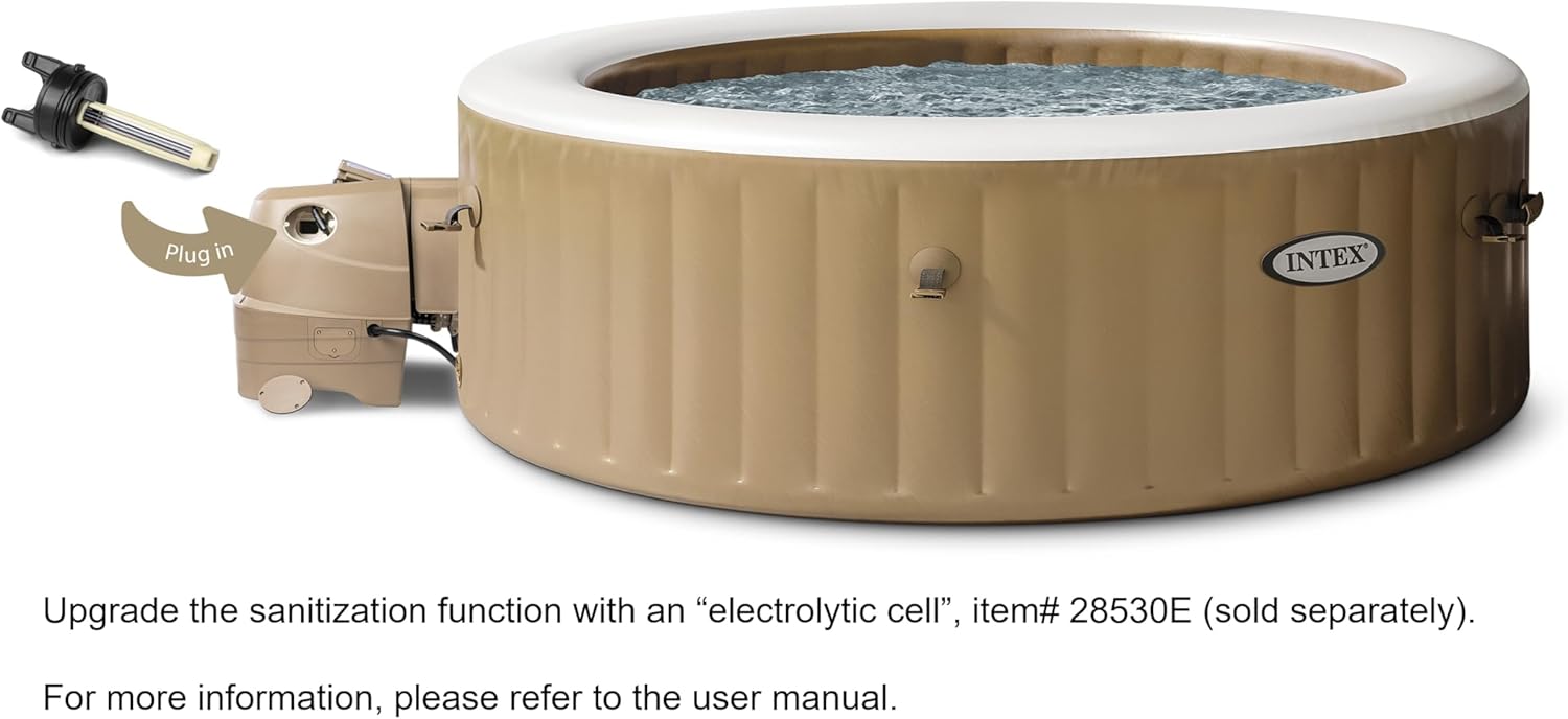 INTEX PureSpa Bubble Massage 4-Person Inflatable Spa – 77"x28", Outdoor Portable Hot Tub, Energy-Efficient Cover, Saltwater System Ready