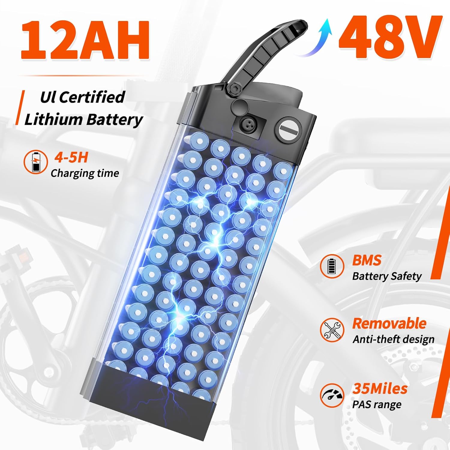 14" Folding Electric Bike for Adults – 500W Peak Motor, 23MPH, 35-Mile PAS Range, 48V 12Ah Removable Battery, UL 2849 Certified
