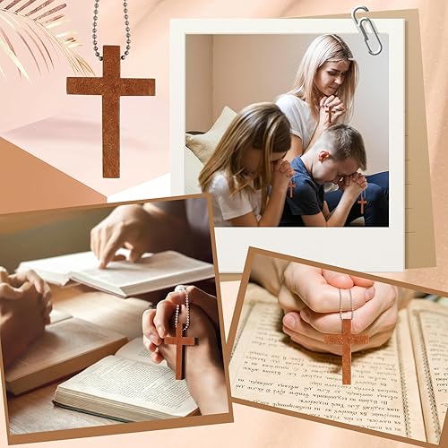 70 Pack Small Wooden Pocket Cross Charms Keychain – Natural Mini Wooden Cross Pendants for Church Prayer, Easter Gifts, Christian Crafts & DIY Decoration