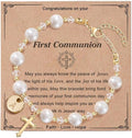 Rosary Pearl Cross Bracelet for Christian Catholic Goddaughter