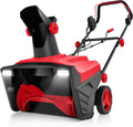 COSTWAY 20-Inch Electric Snow Blower – Corded Walk-Behind Snow Thrower with Dual LED Lights, 180° Rotating Chute, 30cm Depth, Red