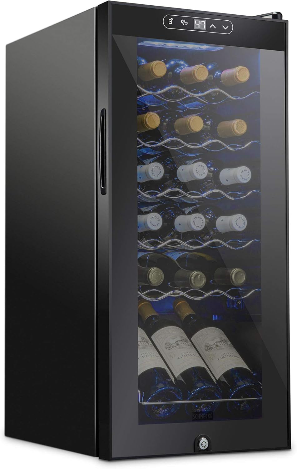 18 Bottle Compressor Wine Cooler Refrigerator with Lock – 41°F–64°F Digital Temperature Control, Freestanding, Black