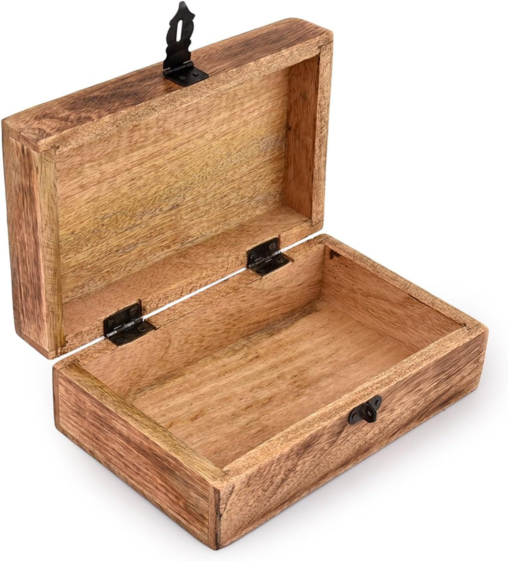 Handmade Mango Wood Tree of Life Engraved Keepsake Box – Wooden Jewellery Organizer with Flame Finish Gift for Men & Women