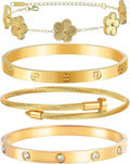 Women’s CZ Gold Bracelet Set